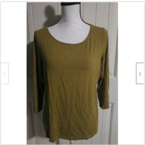 Eileen Fisher Rayon Blend Olive Green Top Size PL